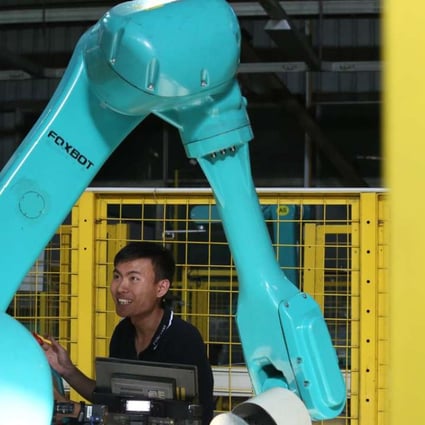 Testing for Foxbot is performed at a Foxconn factory in Shenzhen. The automatons are capable of performing more than 20 types of manufacturing tasks. Photo: Nora Tam