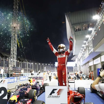 Sebastian Vettel wins for Ferrari on the Singapore track last year. Photo: LAT Photographic