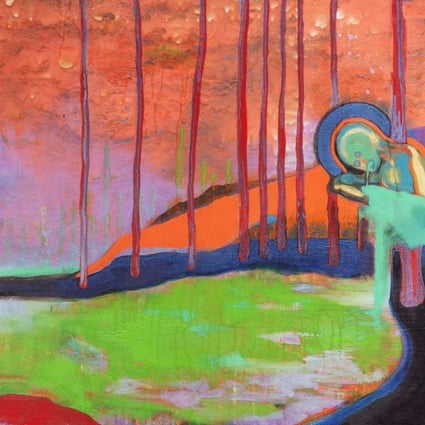 Hilarie Hon’s painting Hoc Est Simplicisismus, a work inspired by Gabriel Garcia Marquez’s novel One Hundred Years of Solitude. Photo: Courtesy of Gallery Exit and Hilarie Hon