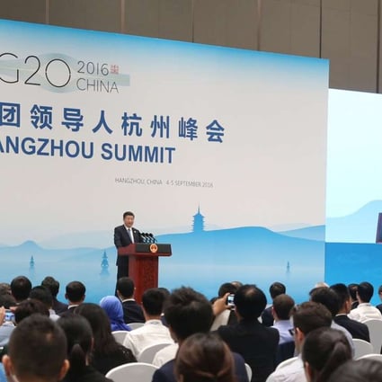 President Xi Jinping pictured at his press conference at the end of the G20 summit in Hangzhou. Photo: Xinhua
