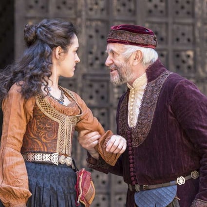 Jonathan Pryce, as Shylock, and his daughter Phoebe Pryce as Jessica in The Merchant of Venice. Photo: Manuel Harlan