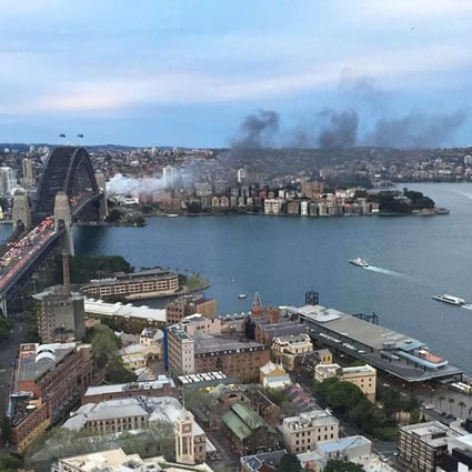 A panoramic view of Sydney Harbour Bridge on September 15, 2016, the day a bus caught fire on the bridge causing a traffic jam. Photo: EPA