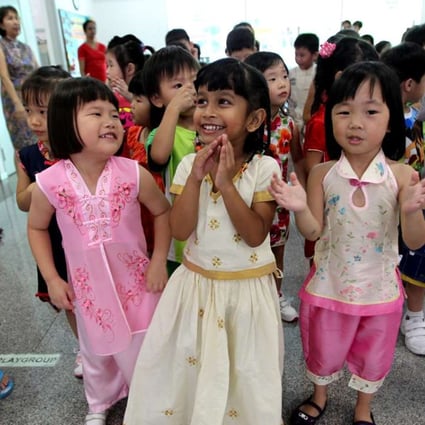Pre-school pupils from St Francis Xavier Kindergarten in Singapore. The city state is seen by many as an exemplar of racial harmony. Photo: Singapore Press Holdings