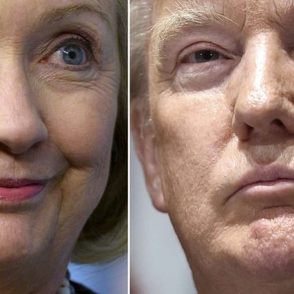 Hillary Clinton and Donald Trump. Clinton has a stronger chin, and therefore will win the US presidential election, face reader Chow Hon-ming says. Photos: AFP