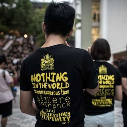 Students gather to call for academic freedom at Hong Kong University last year. Photo: AFP
