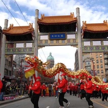 Dragon dancers take part in a Lunar New Year celebration in Chinatown in Vancouver. Photo: Xinhua