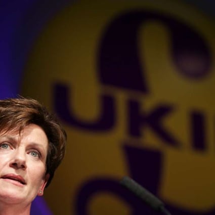 Diane James addressing the anti-EU UK Independence Party (UKIP). Photo: AFP