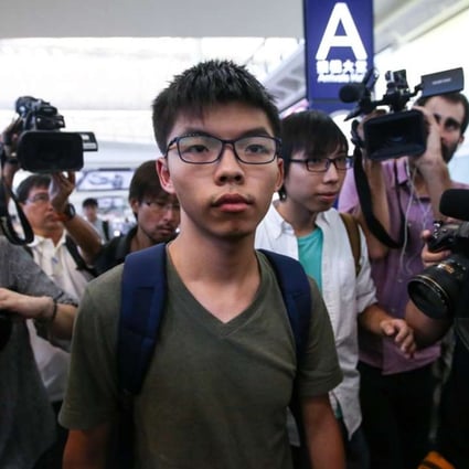 Demosisto activist Joshua Wong arriving at the Hong Kong International Airport after being detained by Thai authorities and denied entry to Thailand. Photo: Sam Tsang