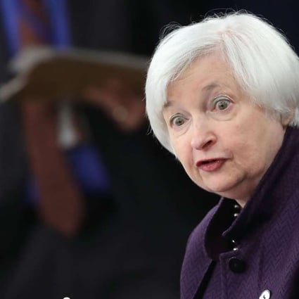 Federal Reserve Board Chairperson Janet Yellen tells the Federal Open Market Committee meeting in Washington last month that the interest rate will remain unchanged for now. Photo: AFP