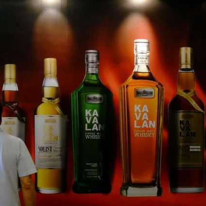 A whisky advertisement at Kavalan’s production facility in Yilan. Photos: AFP