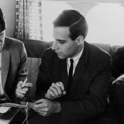 US journalist Larry Kane flanked by Paul McCartney and John Lennon. Kane joined The Beatles on their 1964 and 1965 US tours and is featured in the new documentary.