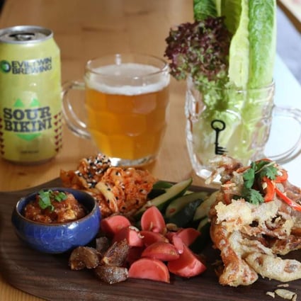 Singapore chilli softshell crab board and Evil Twin Sour Bikini at The Bottle Shop in Central. Photo: Nora Tam