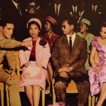 Thailand’s King Bhumibol and Queen Sirikit (middle) with Elvis Presley (left) in 1960.