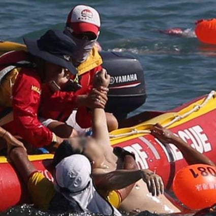 The deceased was pulled from the water near the finish line. Photo: Sam Tsang