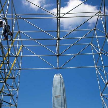 Ongoing construction at a site on Hong Kong’s harbour front. 06OCT16 SCMP/Sam Tsang