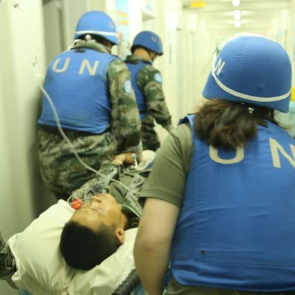 An injured Chinese peacekeeper is treated in Gao, Mali, in May after a mortar attack that killed one Chinese peacekeeper. Photo: Xinhua