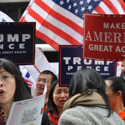 Chinese American Trump supporters on the streets of New York. Photo: SCMP Pictures