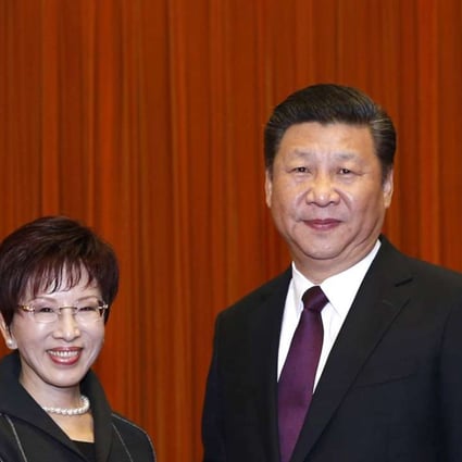 Chinese President and mainland Communist Party chief Xi Jinping meets Kuomintang chairwoman Hung Hsiu-chu in Beijing on Tuesday. Photo: Xinhua