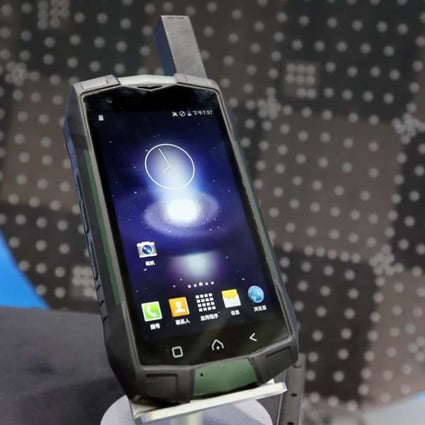 China Aerospace Science and Technology Corporation’s satellite smartphone on display at Airshow China in Zhuhai. Photo: Dickson Lee