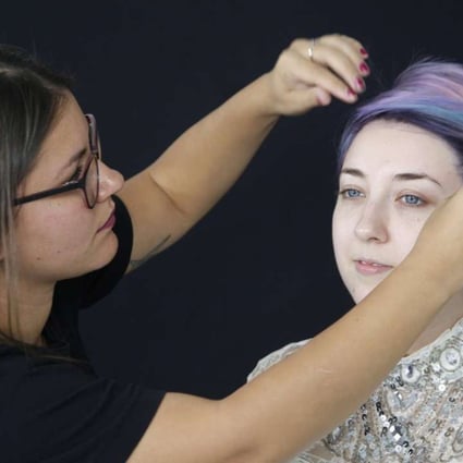Make-up artist Amber Talarico at work in a Becoming video on Facebook Live. Photo: TNS