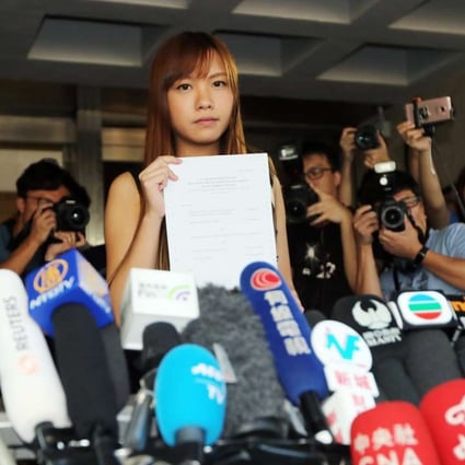 Yau Wai-ching outside the High Court in Admiralty on Tuesday. Photo: Edward Wong