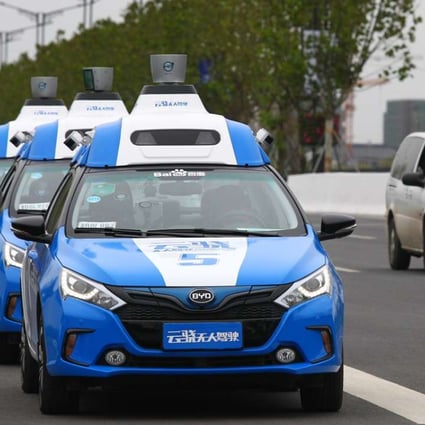 The fleet of Baidu driverless cars being test-run in Wuzhen on Tuesday, prior to the third World Internet Conference which opened in the city on Wednesday. Photo: Simon Song