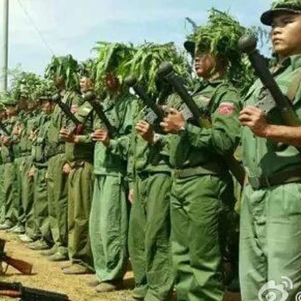 A Weibo picture posted by the “Northern Myanmar Military Academy” purportedly of soldiers from the Myanmar National Democratic Alliance Army. Photo: SCMP Pictures