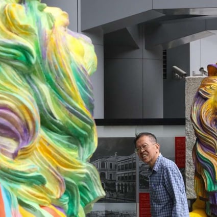 e rainbow sculptures of Stephen (left) and Stitt at HSBC headquarters in Central. Photos: Felix Wong