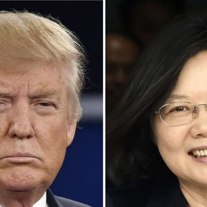 A telephone call from Taiwan’s President Tsai Ing-wen, right, and US president-elect Donald Trump on December 2, which broke decades of US diplomatic policy, is being downplayed by Taipei. Photo: AFP