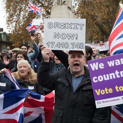 Demonstrators call for Brexit to proceed quickly, in London on November 23. Photo: EPA