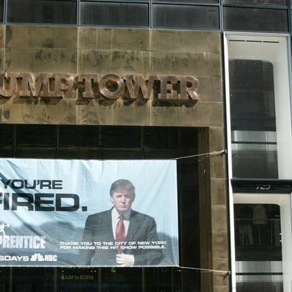A sign advertising Donald Trump’s former reality television show ‘The Apprentice’ at Trump Towers in New York City. Photo: Getty Images