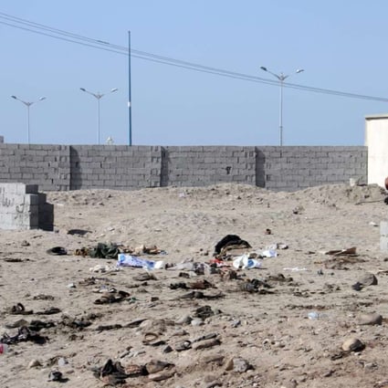 A Yemen soldier at the site of the bombing at al-Sawlaba base in Aden's al-Arish district. Photo: AFP