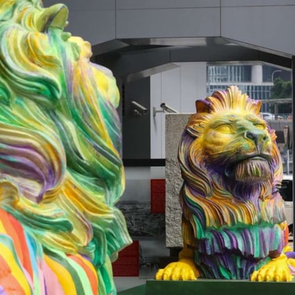 The installation of the multicoloured lions angered anti-gay activists. Photo: Felix Wong
