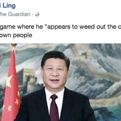 Lee Wei Ling’s comment on Facebook criticising President Xi’s anti-corruption campaign. Photo: SCMP Pictures