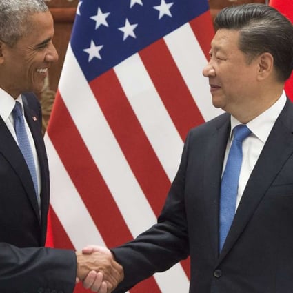 US President Barack Obama and President Xi Jinping shake hands before a meeting in Hangzhou, Zhejiang province, in September, on the eve of the G20 summit. Photo: AFP