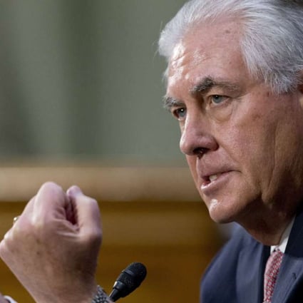 Secretary of State-designate Rex Tillerson gestures while testifying on Capitol Hill in Washington on Wednesday. Photo: AP