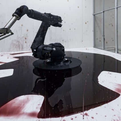 Artwork Can't Help Myself, by Sun Yuan and Peng Yu, features a modified industrial robot.