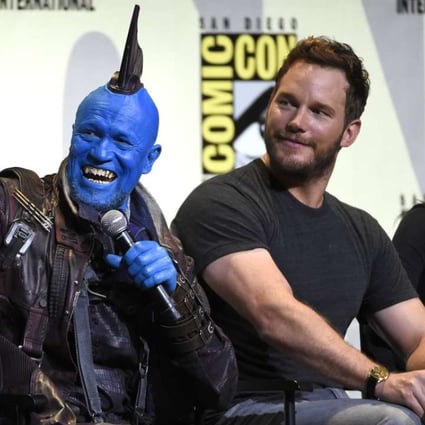 Michael Rooker, left, Chris Pratt and Zoe Saldana attend the "Guardians of the Galaxy Vol. 2" panel at the Comic-Con International in San Diego in 2016. Photo: Invision/AP