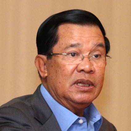 Cambodian Prime Minister Hun Sen addresses a dinner with Chinese community in Phnom Penh. Photo: Xinhua