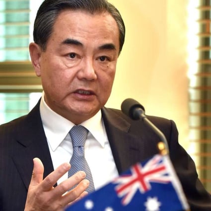 China's Foreign Minister Wang Yi in Canberra during talks with his Australian counterpart Julie Bishop on Tuesday. Photo: AFP
