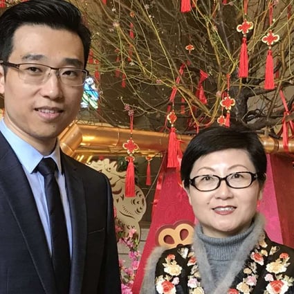 Kong Juan, assistant general manager (left) of Poly Property (Hong Kong) says that the firm would not be affected by Beijing’s move to tighten capital controls. Also seen is Virginia Kao, head of sales and marketing. Photo: Sandy Li