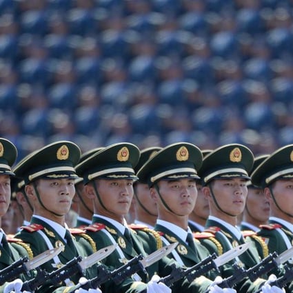 Chinese soldiers march during a military parade in Tiananmen Square in Beijing on September 3, 2015. China is the third-largest arms supplier in the world, following the United States and Russia. Photo: AFP