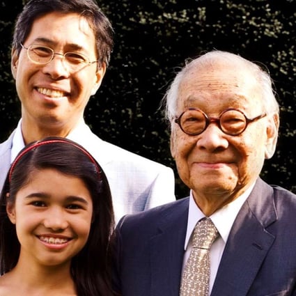 Sandi Pei (left, rear) with his father I.M. Pei (right) and daughter Anna Pei. Photo: Handout
