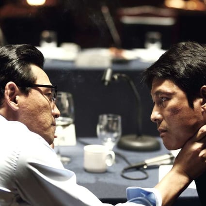 Hwang Jung-min (left) and Jung Woo-sung in a still from Asura (category III, Korean), directed by King Sung-soo.