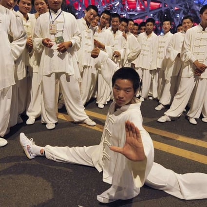 Performers and martial artists wearing Feiyue shows during a rehearsal for the opening ceremony of the 2008 Olympic Games in Beijing. Photo: AFP
