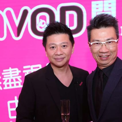 HMV Digital China chairman Shiu Stephen Junior (left) and Bruce Lam Kwok Shing, chief executive of The Club, at the Hmvod launch ceremony in Tsim Sha Tsui on March 1,17. Photo: Xiaomei Chen