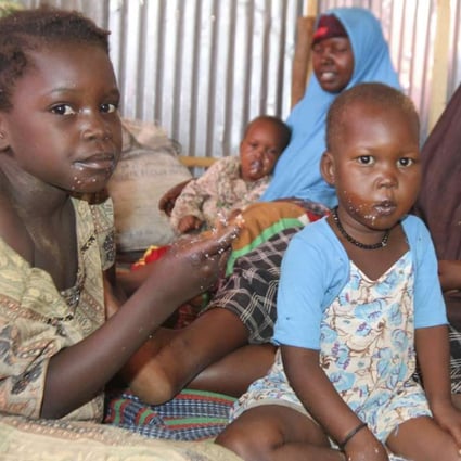 Internally displaced children at a relief camp on the outskirts of Somalia’s capital Mogadishu, on March 8. The World Health Organisation has warned that the country is on the edge of a full-blown famine, with more than 6 million people in need of food assistance. Photo: EPA