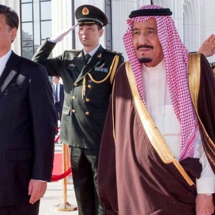 President Xi Jinping and Saudi Arabia’s King Salman listen to their national anthems upon Xi's arrival in Riyadh in January last year. Photo: AFP/SPA