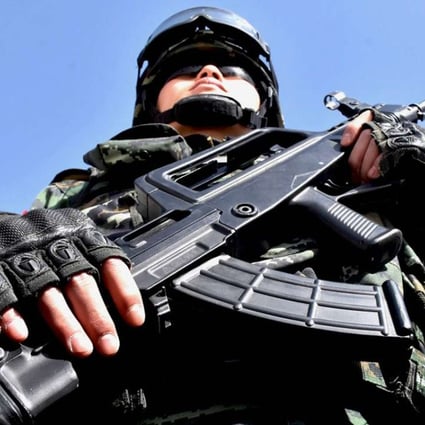 A Chinese military policeman in Xinjiang. Photo: AFP
