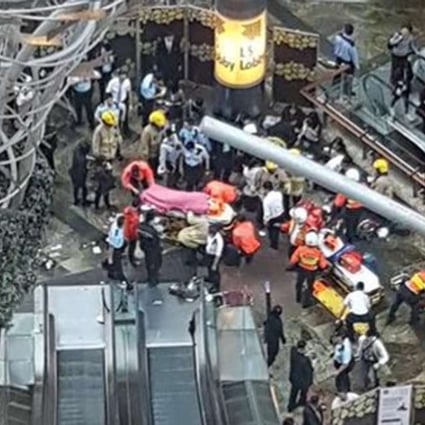 More than 17 people were injured on an escalator at Langham Place, Mong Kok. Photo: Handout